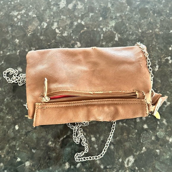 Tory Burch crossbody purse. Brown with gold accents and red inside pockets - Picture 3 of 11